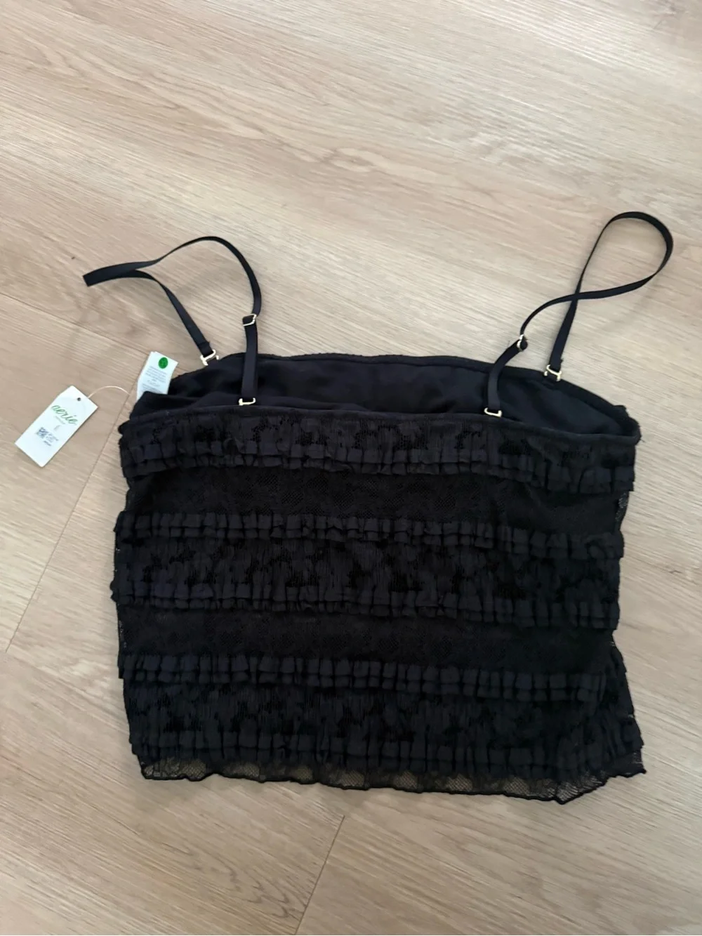aerie Black Ruffle Lace Camisole size medium